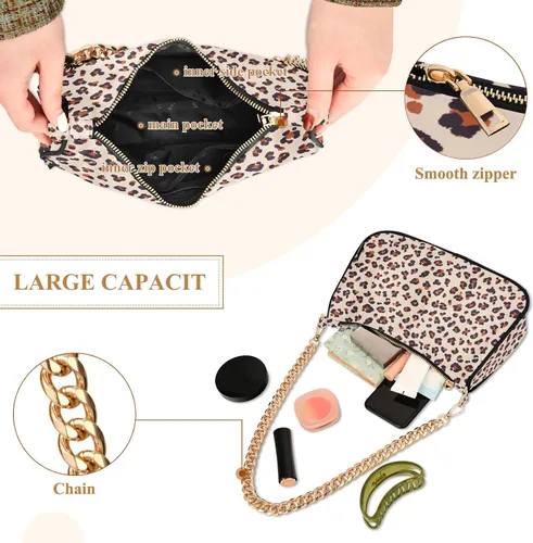 Miniatura 3 de Bolso de hombro con cadena pequeña para mujer, bolso de mano con cremallera