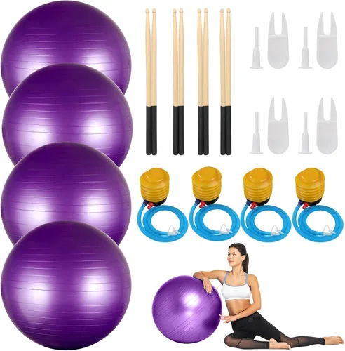 joyibay Juego de equipo de batería cardiovascular, pelota de equilibrio de fitness con bomba y palos de batería cardiovascular de 3.2 onzas, pelota