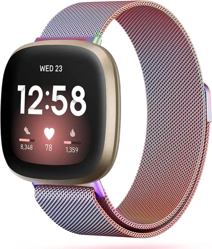 Miniatura 14 de Bandas de metal compatibles con Fitbit Versa 3/Versa 4/Fitbit Sense/Sense 2 para mujeres y hombres, correa de malla de acero inoxidable transpirable