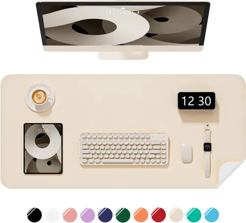 Miniatura 41 de Alfombrilla de escritorio, 60 x 35 cm, de piel sintética, antideslizante, alfombrilla grande para mouse para escritorio, impermeable, almohadilla