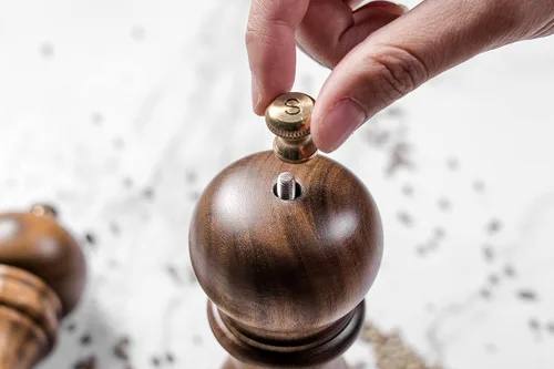 Miniatura 4 de BILL.F - Molinillo de pimienta, molinillo de sal y pimienta de madera, molinillo de sal manual de madera de acacia, juego de molinillo de pimienta