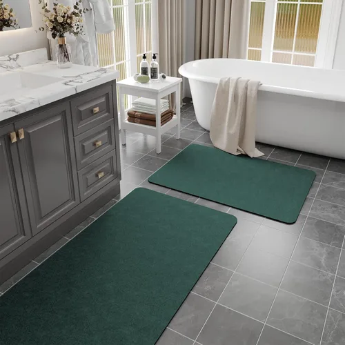 Miniatura 23 de Alfombras de baño de 32 x 17 pulgadas, tapetes de baño de tierra de diatomeas de secado rápido, absorbentes, tapetes de baño de goma antideslizante