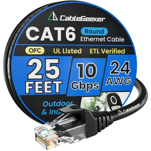 Miniatura 84 de Cable Ethernet Cat 6 de 100 pies, para interiores y exteriores, red de Internet de alta velocidad de 10 Gbps, cable de conexión Ethernet plano