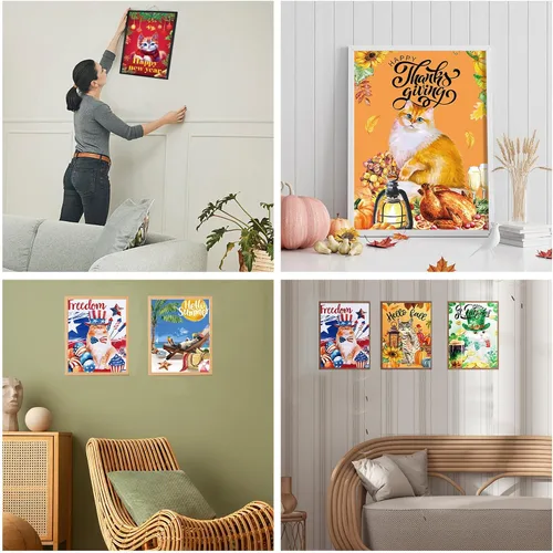Miniatura 5 de Sinmoe 12 piezas de arte de diamantes de San Valentín DIY 5D Cat Diamond Painting Kits para adultos, pinturas de diamantes para niños, padres, niños