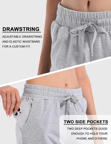 Miniatura 4 de HARTPOR Pantalones deportivos de algodón para mujer, pantalones deportivos para yoga, pantalones deportivos casuales para correr con bolsillos