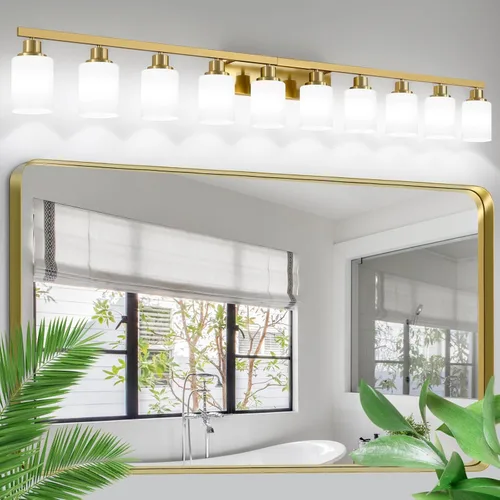 Miniatura 13 de Juego de 2 apliques de pared para baño, 1 luz negra, apliques de pared modernos para interiores con pantallas de vidrio blanco, lámpara de pared
