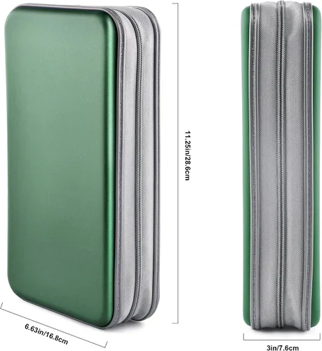 Miniatura 6 de Funda Cartera para CD, capacidad para 80 DVD VCD medios Blu-ray, estuche cartera soporte organizador de almacenamiento (verde oscuro)