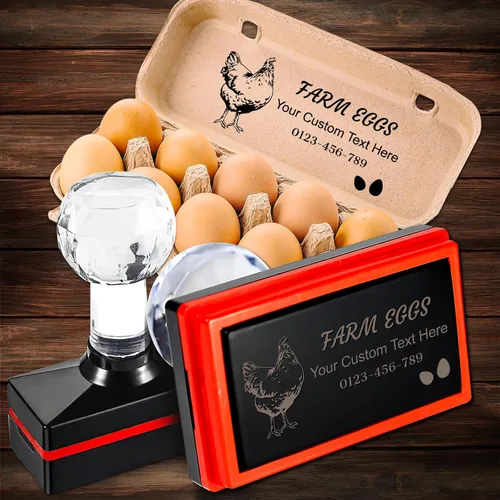 Sello personalizado de cartón de huevos frescos de granja, sellos autoentintados personalizados para gallineros de granja