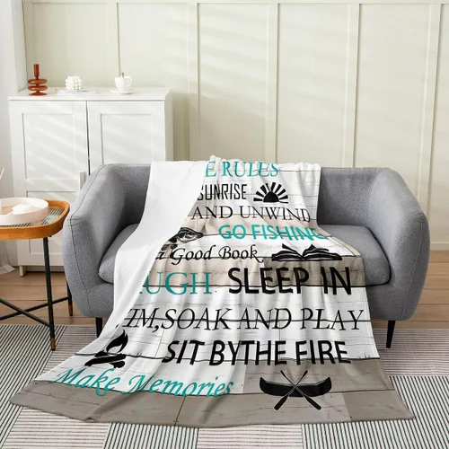 Miniatura 14 de Lake House Flannel Blanket,Hand Drawn Lake Mountain Scenery Fleece Blankets for Kids Girls Boys Adult Room Decor,Rustic Farmhouse Blankets Lake