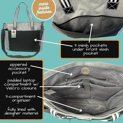 Miniatura 121 de Brooke & Jess Designs Bolso de mano para la abuela – Bolso de lona resistente con cremallera y bolsillo interior para la abuela para uso diario