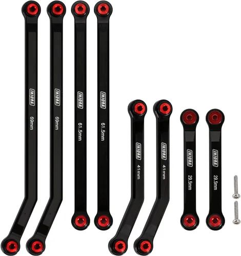INJORA Juego de 4 eslabones de aluminio CNC para SCX24 AXI90081 Deadbolt Axial 1/24 RC Crawler Car, 8 piezas (negro)