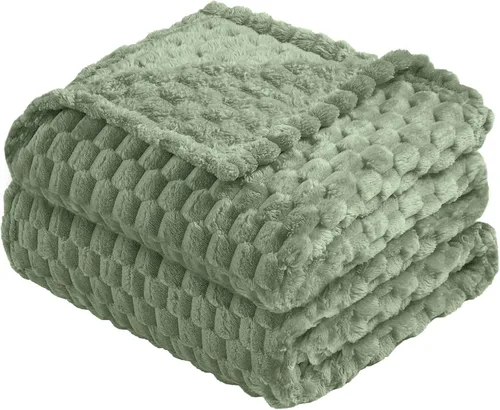 Miniatura 29 de Vessia - Manta de forro polar de franela (50x70 pulgadas), manta 3D de jacquard negra, esponjosa y cálida para sofá, sillón, cama, silla, 300GSM