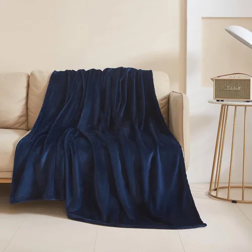 Miniatura 11 de LaSyL Manta de forro polar para sofá de 50"x60" color azul oscuro - 300GSM Manta suave, acogedora y de felpa de franela - Manta ligera