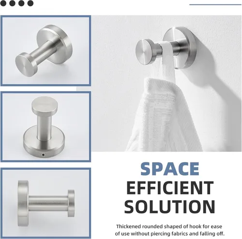 Miniatura 8 de Gancho Simple de Toalla de Baño de Ángulo de Níquel Cepillado, SUS304 Soporte de Toalla de Acero Inoxidable para Armario de Baño y Closet, Perchero