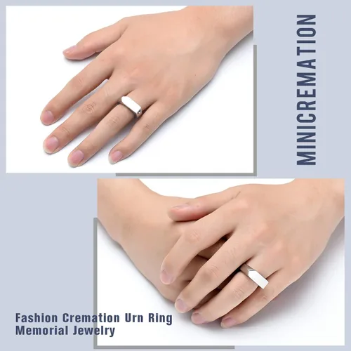 Miniatura 14 de Joyería de cremación para cenizas, geometría, estilo simple, anillo conmemorativo para cenizas, soporte para cenizas con kit de relleno, anillo