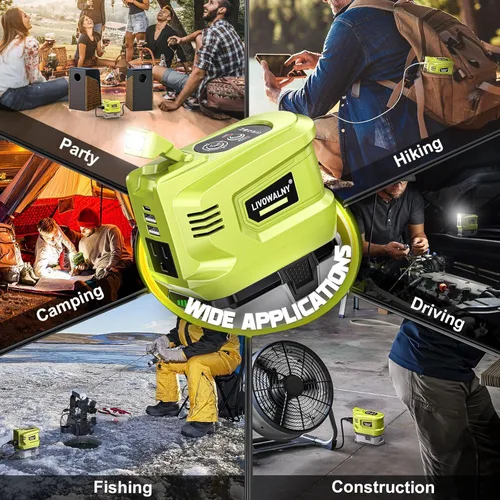 Miniatura 8 de Inversor de potencia real de 200W compatible con Ryobi 18V, inversor de batería DC 18V a AC 110-120V, generador de estación de energía LIVOWALNY