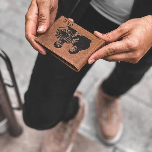 Miniatura 4 de SFdizayn Cartera de fotos personalizada para hombres, cartera con nombres grabados para él, cartera de fotos personalizada para marido, regalos