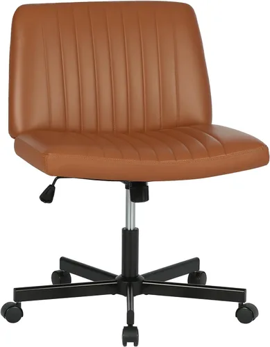 Miniatura 14 de FDW Silla Criss Cross sin brazos, silla de escritorio de oficina con patas cruzadas, ajustable, giratoria, ergonómica, sin ruedas, respaldo