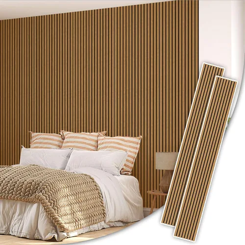 Miniatura 18 de IZODEKOR Paneles de pared acústicos de madera de 23.5 x 23.5 pulgadas (paquete de 2) – Paneles decorativos absorbentes de sonido para decoración