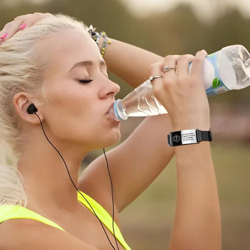 Miniatura 50 de VNOX Pulsera de identificación de alerta médica para hombres y mujeres, pulseras de alerta médica con grabado personalizado para mujeres y hombres