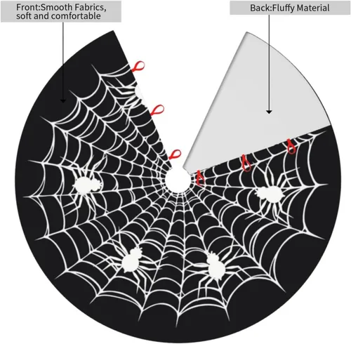 Miniatura 3 de Telaraña Negra de Halloween Aterradora Divertida 30 36 48 Pulgadas Falda de Árbol de Navidad Alfombra Tapete Divertido Suministros de Decoración