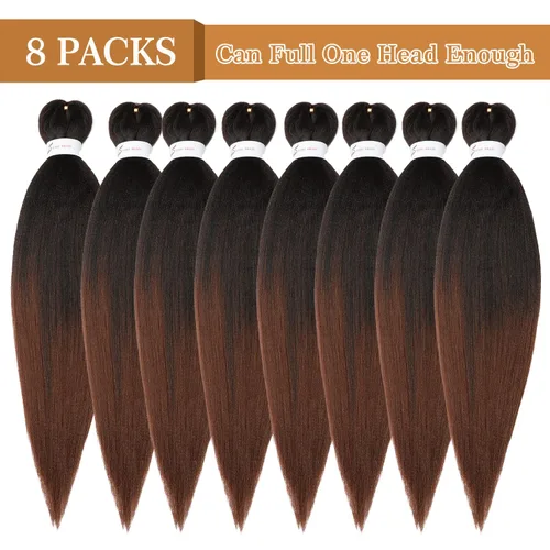 Miniatura 6 de Ubeleco 8 paquetes de cabello trenzado preestirado, 48 pulgadas, cabello trenzado ombré, textura Yaki suave, profesional, sin picazón, ajuste