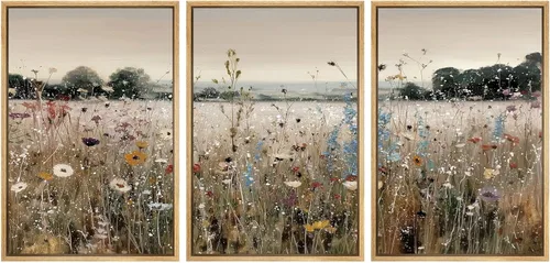 Miniatura 50 de SIGNWIN Impresión en Lienzo Enmarcado Arte de Pared Rosa Blanca Suave Floral Flores Delicadas en Floración Ilustraciones Modernas Bohemias Escénicas