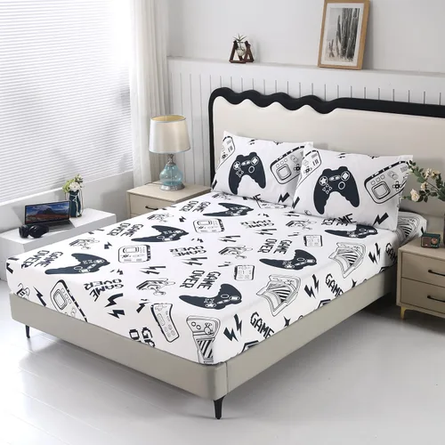 Miniatura 8 de SDIII Sábanas bajeras con bolsillos profundos para jugadores de microfibra suave color blanco, incluye 2 fundas de almohada, juego de sábanas