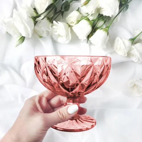 Miniatura 6 de Cuencos para servir Pink Cruise Postre Bowl 8.5 fl oz Tazón de helado Vajilla de vidrio