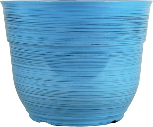 Miniatura 13 de Garden Elements Maceta de plástico cepillada y brillante para interior y exterior, grande, azul oscuro, 15 pulgadas