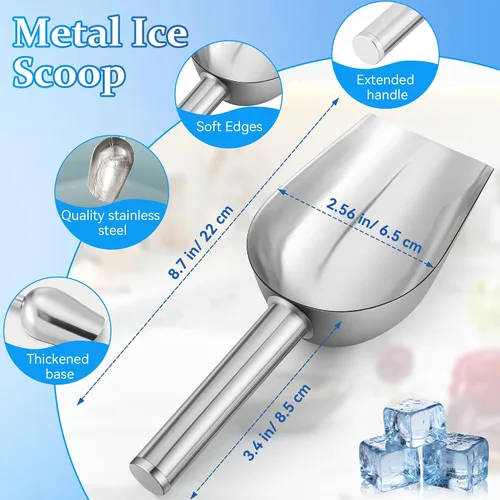 Miniatura 6 de Cuchara de hielo con soporte magnético compatible con máquinas de hielo GE Opal 2.0, cuchara de aleación de acero inoxidable de bajo carbono de 9