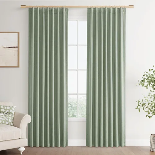 Miniatura 9 de Joywell 2 cortinas opacas 100%, lino, beige natural, trabillas traseras/cinta con ganchos, aislantes, de dormitorio, comedor, sala, puerta corrediza