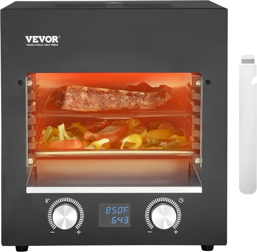 Miniatura 10 de VEVOR Horno de Acampada al Aire Libre, Combo de Estufa de Gas Portátil de 2 en 1, Fuego Ajustable, Temporizador de 60 Minutos, a Prueba de Viento