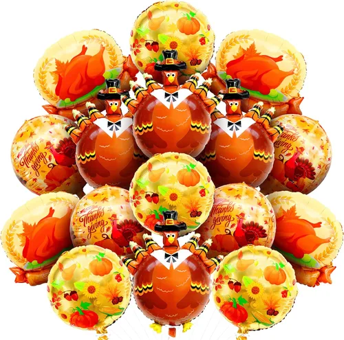 Miniatura 9 de KatchOn, Globos de Feliz Acción de Gracias, grandes de 22 pulgadas, paquete de 6, globos de aluminio de agradecimiento para decoraciones de otoño