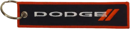 Miniatura 2 de Detroit Shirt Company Dodge Charger - Llavero de sarga bordado de 5 x 1 pulgada Logotipo del cargador frontal, parte trasera clásica de Dodge