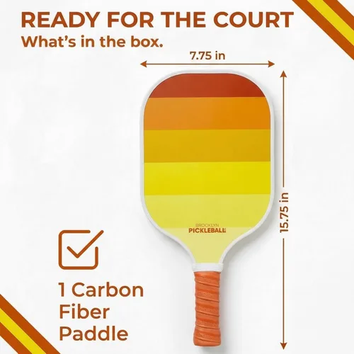 Miniatura 6 de Brooklyn Pickleball Co. – Carbon Fiber Pickleball Paddles – USAPA Approved, Honeycomb Core, Cushioned Grip, Lightweight Design – Single Paddles &