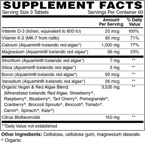 Miniatura 2 de Holly Hill Health Foods Calcio a base de algas 1,000 mg, 180 tabletas