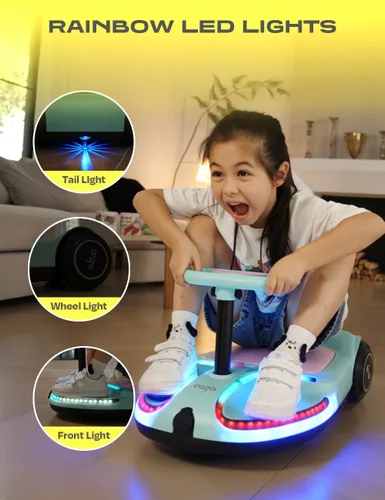 Miniatura 7 de Coche eléctrico oscilante aigo - Coche eléctrico de 21.6V para niños con pedal y asa de tracción, coche oscilante de 3 velocidades, coche de Azul