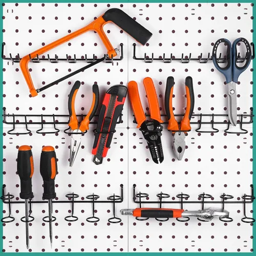 Miniatura 4 de Coume 6 Piezas Soportes para Destornilladores de Tablero Perforado Organizador Soportes para Alicates de Tablero Perforado Acero Inoxidable Ganchos
