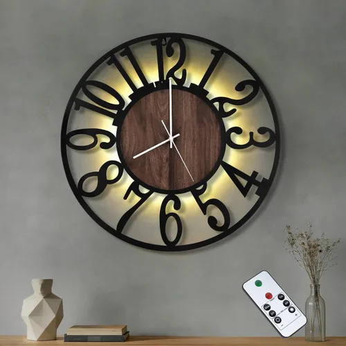 Miniatura 8 de Reloj de pared silencioso de 20 pulgadas con luz nocturna, reloj de pared decorativo que brilla en la oscuridad, funciona con pilas, relojes