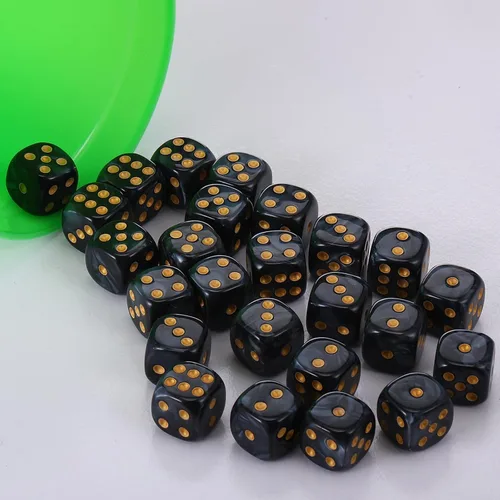 Miniatura 4 de TecUnite Juego de 25 dados poliédricos de 6 lados con bolsa negra compatible con actividades de tabla, fiestas, aprendizaje de matemáticas y otros