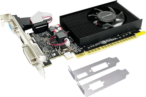 QTHREE GT 210 Tarjeta gráfica, 1024 MB, DDR3, 64 Bits, HDMI, DVI, VGA, Frecuencia de núcleo de 589 MHz, Tarjeta de video de escritorio para PC, PCI