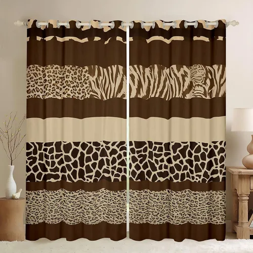 Miniatura 13 de Feelyou Cortinas de ventana de leopardo para decoración de dormitorio, cortina de guepardo africano, diseño de leopardo arcoíris, cortinas de Multi
