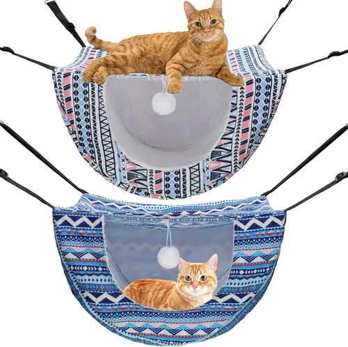 Unittype Hamaca para Jaula de Gato Colgante de 2 Piezas, Cama Colgante para Mascotas de Doble Capa de Felpa Suave, Hamaca Cómoda Colgante para