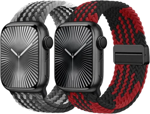 Bandas elásticas trenzadas con cierre magnético compatibles con Apple Watch de 1.496 pulgadas, 1.575 pulgadas, 1.614 pulgadas, 1.654 pulgadas, 1.732
