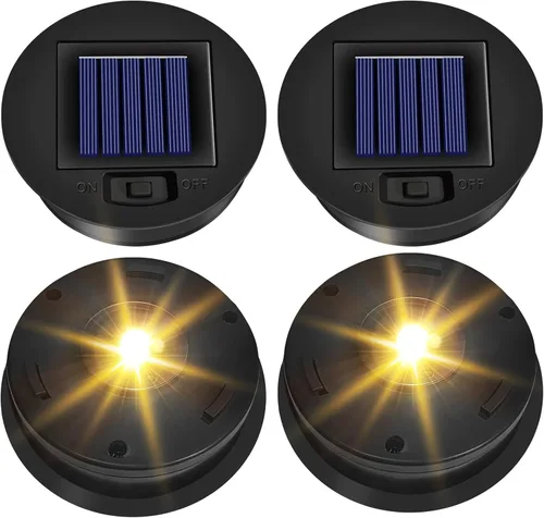 Miniatura 7 de Ostritec Paquete de 2 luces solares de repuesto, parte superior de 3.3 pulgadas, parte inferior de 2.91 pulgadas, impermeable, blanco cálido