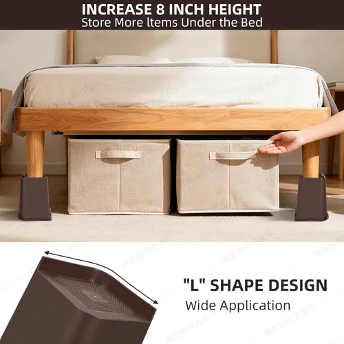 Miniatura 6 de Elevadores de cama ajustables de 8 pulgadas, soportes de elevación antideslizantes resistentes para camas, sofás, diseño cuadrado duradero