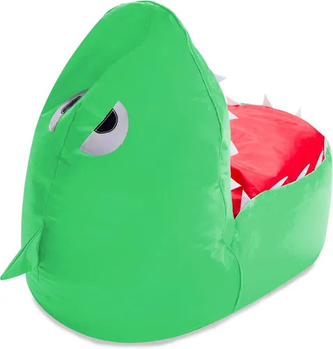 Miniatura 5 de Posh Creations Silla de animales de peluche para niños, organizador de juguetes, funda grande de 30 pulgadas, puf para niños, tiburón verde