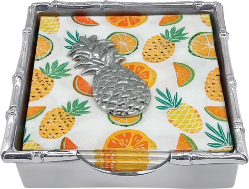 Mariposa Juego de servilletas de bambú de piña tropical | plata | brillante | regalos | Servilleteros y juegos de pesas | Aluminio SANDCAST