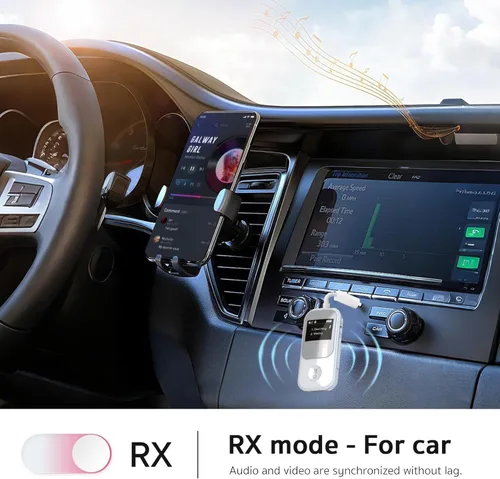 Miniatura 5 de XENUS Transmisor Bluetooth 5.3 receptor con pantalla OLED Conexión dual y baja latencia Adaptador Bluetooth auxiliar inalámbrico para TV, avión